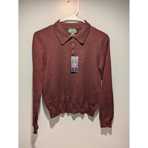 Ralph Lauren 3 Button Collared Silk Long sleeve Wine Burgundy Vintage 2007 - Picture 1 of 7